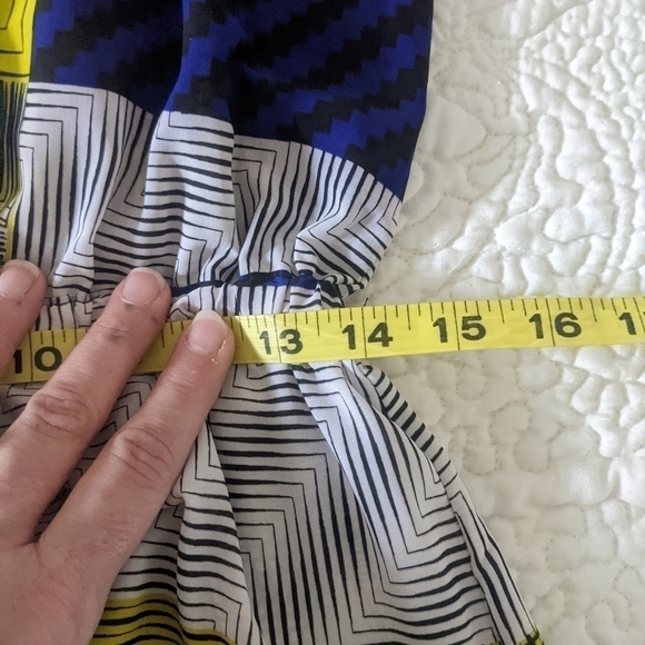 JOAN Vaas Geometric Sleeveless Maxi Dress Navy Yellow M - Picture 13 of 16